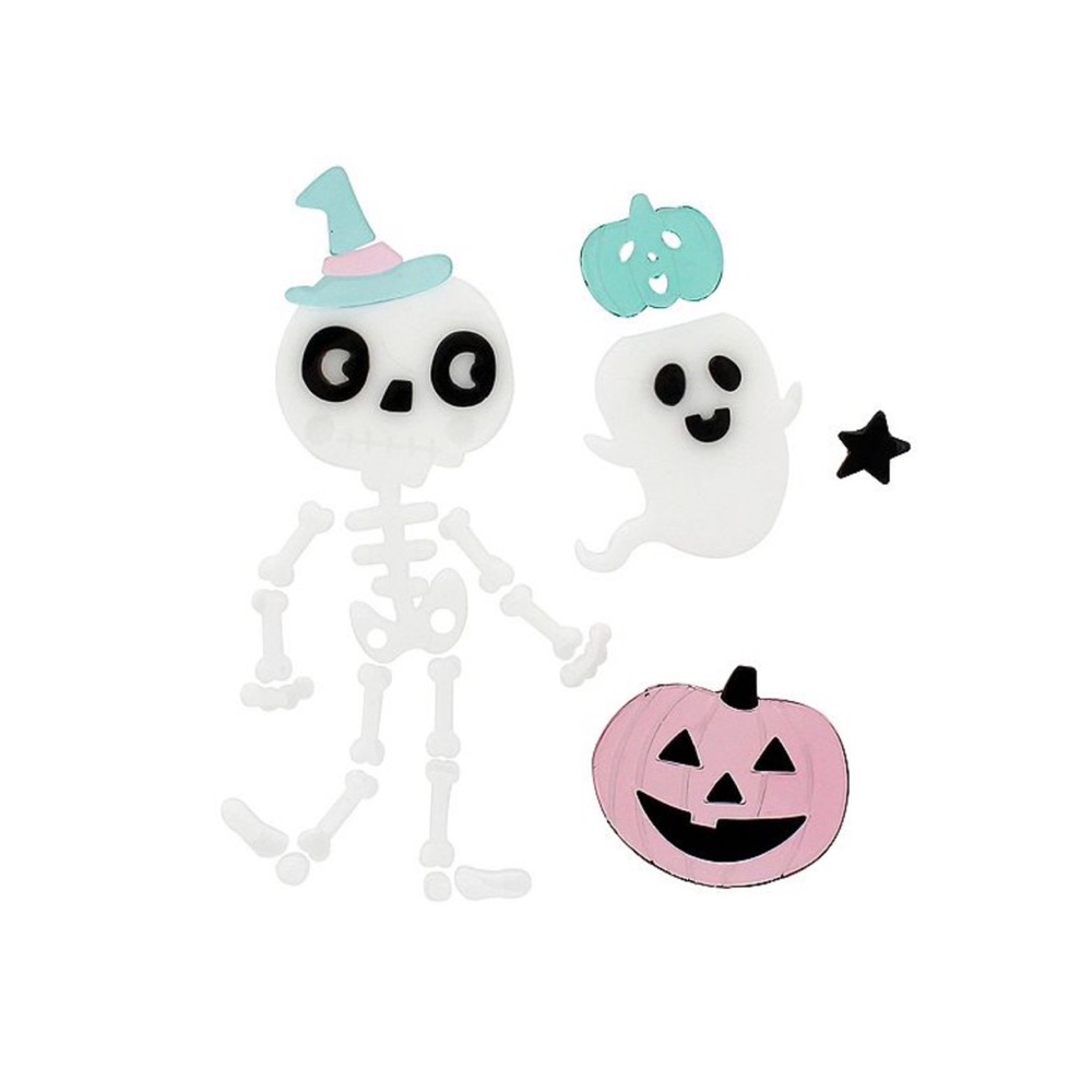 Halloween/Summerween Skeleton & Ghost Window Clings - Pastel Pink and Aqua